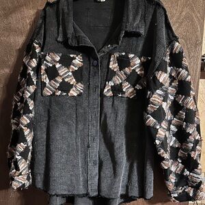 POL Black and Brown Patterned Jacket